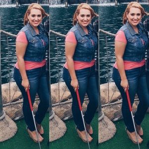 Denim vest with studs